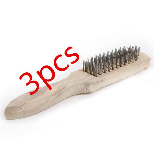 3PCS WIRE BRUSHES STAINLESS STEEL WITH WOODEN HANDLES 27 x 4 x 1.7mm