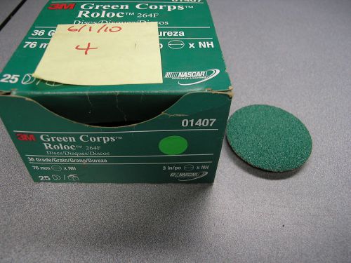 3M 01407 Green Corps Roloc Grinding Discs, 3&#034; 36-Grit: 01407 Sold as 4 Disc Pack