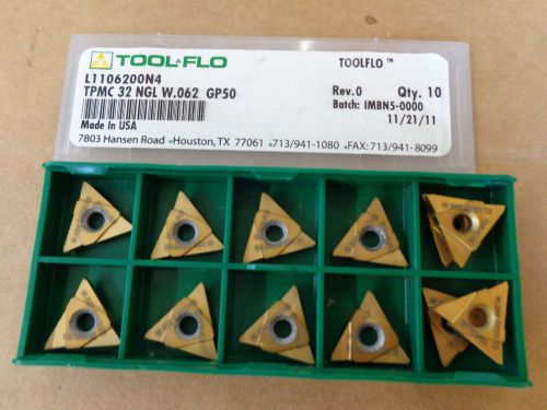 12 TOOL FLO CARBIDE GROOVING INSERTS TPMC 32 NGL W.062 GP50