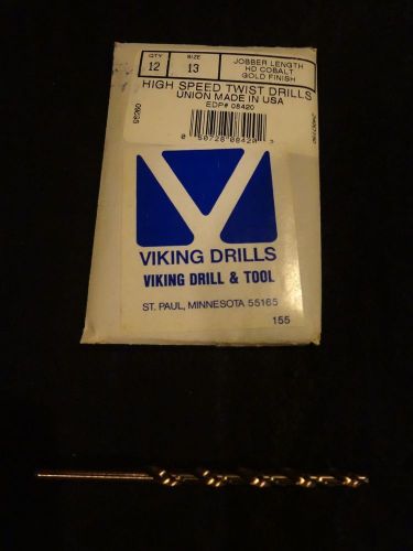 #13 jobber length cobalt drill bit-viking drill&amp;tool  usa-new sold by the each for sale