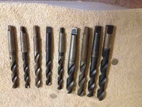 Lot of 9 pcs larger sizes  Morse Taper type Drill bits sizes and brands  below