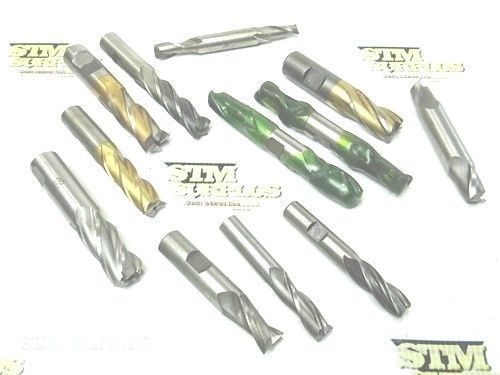 Nice lot of 12 hss single and double end mills 1/2&#034; to 3/4&#034; union for sale
