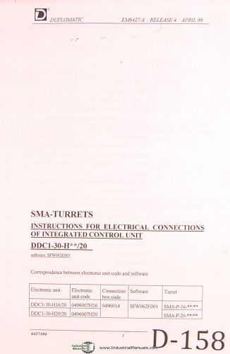 Duplomatic SMA, turrets DDC1-20-H/20, Electrical Connection Manual