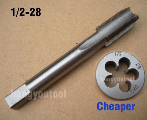 Lot 1pcs hss machine 1/2-28 plug tap and 1pcs 1/2-28 die threading tools cheaper for sale