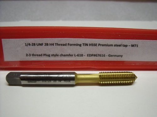 1/4-28 UNF 2B H4 TiN Thread Forming Tap HSSE Premium steel – M71