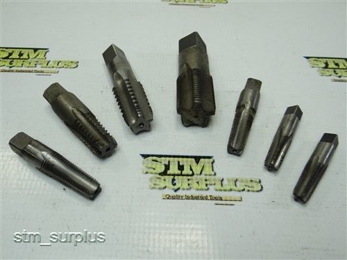 Nice lot of 7 hss pipe taps 1/8&#034; -27 npt to 3/4&#034; -14 npt cleveland for sale