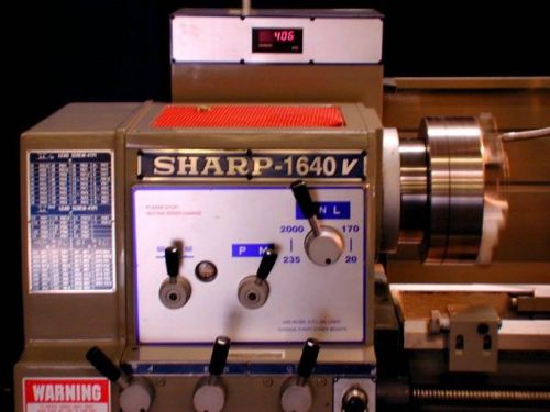 16&#034; swg 40&#034; cc sharp 1640lv engine lathe, d1-8 camlock w/3-1/16&#034; bore; variable for sale