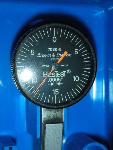 BROWN AND SHARPE 7030-5 DIAL INDICATOR BESTEST .0005&#034; Swiss made 3 extra tips