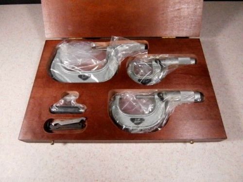 NEW Machinist Micrometer Set 0f 3- 0 to 3&#034; VIS Made in Poland in Wood Case