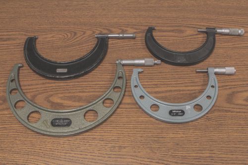 Lot of 4 micrometer tools mitutoyo brown &amp; sharpe 4-5&#034; 5-6&#034; 8-9&#034; .0001 for sale