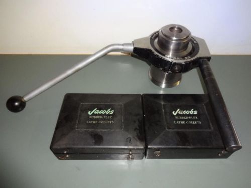 JACOBS #92 LEVER OPERATED LATHE COLLET CHUCK W/FULL SET COLLETS LO SPINDLE