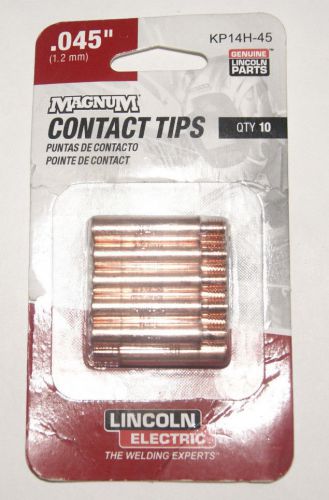 0025~MAGNUM~ CONTACT TIPS~Qty10~LINCOLN PARTS~.045&#034;~KP14H-45~NEW