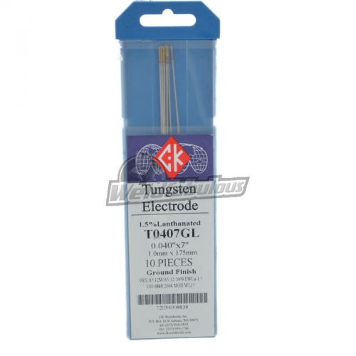 CK T0407GL 1.5% Lanthanated Tungsten Electrode .040&#034; X 7&#034; Pkg = 10