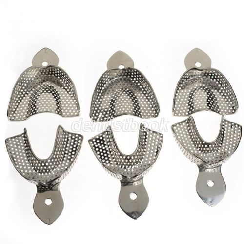 1 pack dental stainless steel impression trays autoclavable central 6pcs/box for sale