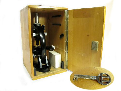Vintage zeiss winkel microscope c.1950&#039;s w/ original wooden case germany for sale