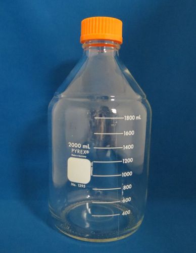 Pyrex media storage bottle 2000ml w/ screw cap # 1395-2l for sale