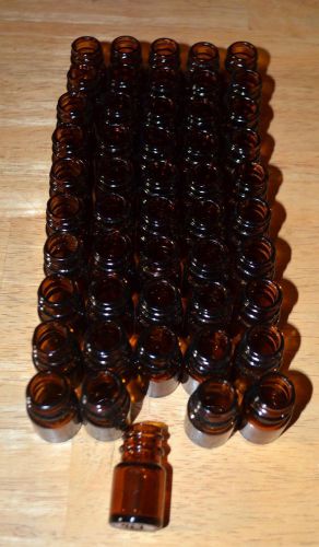 lot of 50 Brown Glass Screw top bottles app 7ml New old Stock No Caps.