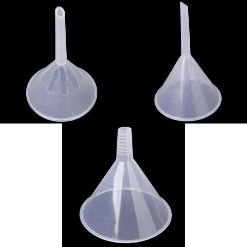 3x Plastic Funnel for Kitchen Laboratory Garage /Car Liquids Oil -75, 90,150ml