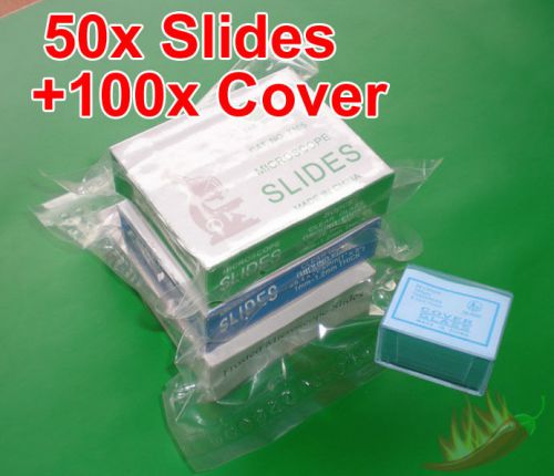 50 Blank Biology Histology Lab Microscope Glass Slides With 100 Slides covers