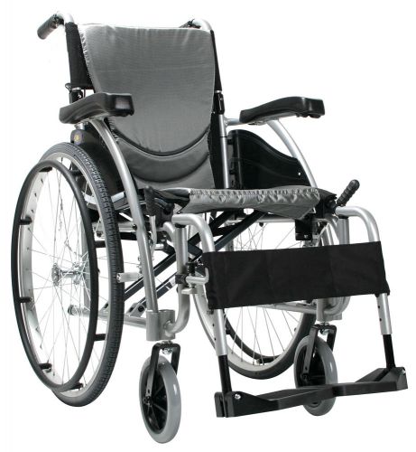 20 inch Seat Width Ergonomic Quick Release Axles Wheelchair Silver S-115Q New