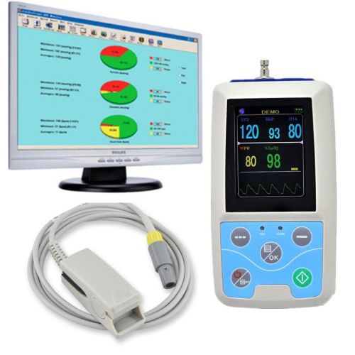 Abpm+spo2 ambulatory blood pressure monitor+automatic 24h bp pc software for sale
