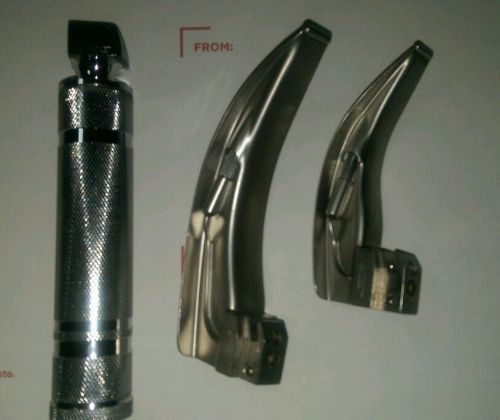 laryngoscope handle and 2 blade set. endotracheal intubation set.