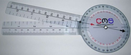 CMS Protractor Goniometer Pocket Axis Motion Range Tester 360 Clear Plastic New