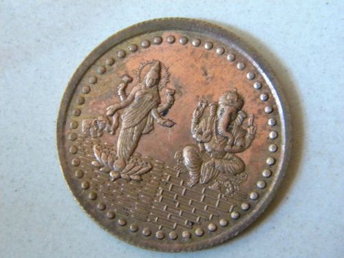 1635 east india company half anna god laxmi ganesh rare lucky coper coin for sale