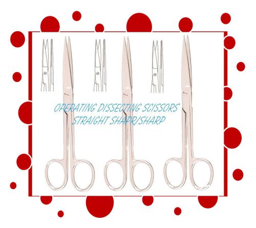 6 operating dissecting surgical dental scissors 5.5&#034; straight s/s  stainless for sale
