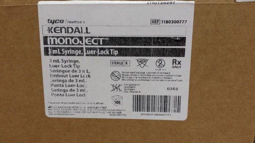 Tyco KENDALL MONOJECT 3mL Sterile Syringe, Luer Lock Tip, Box of 100