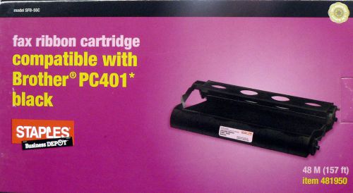 NEW Brother Compatible  Staples Brand PC401   Lot of 4 Black Fax Cartridges  NIB