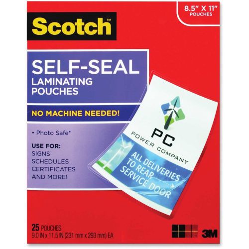 3M Scotch LS854  Self seal laminating Pouches 8.5 x 11&#034;  letter size pack of 25