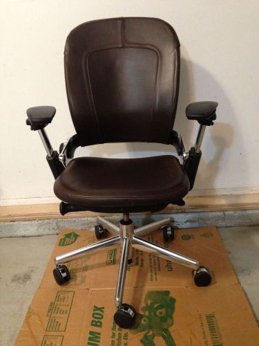 Steelcase Coach Leather Office Chair - saddle brown with chrome Model 462COACH4