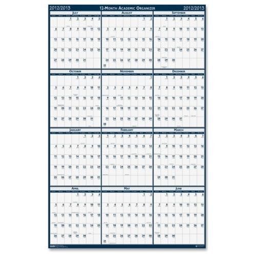 HOUSE OF DOOLITTLE 3965 Wall Planner Laminated 12 Mth July-June 18inx24in BEWE