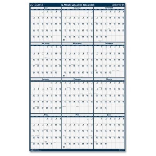 HOUSE OF DOOLITTLE 3965 Wall Planner Laminated 12 Mth July-June 18inx24in BEWE
