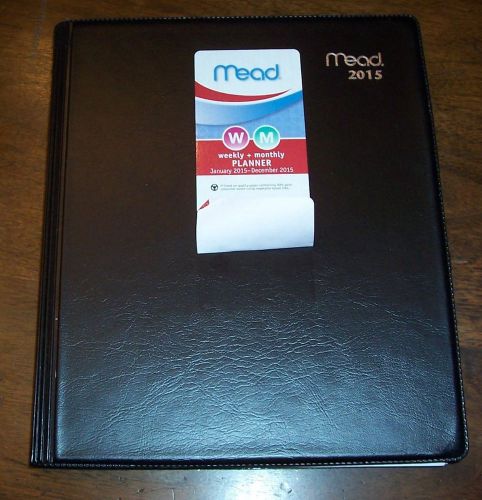 2015 black weekly/monthly planner 6x8&#034; executive hard cover desk calendar tabbed for sale