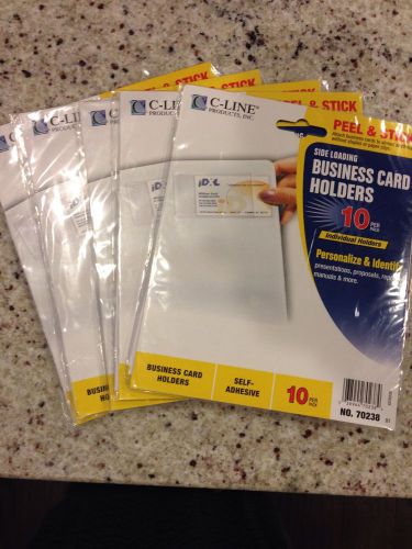 5 Packs! 50 Total C-Line Self Adhesive Business Card Holders -Item CLI70238