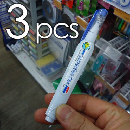3qty x Doori Correction Fluid Pen Fine Point Tip Quick Dry White