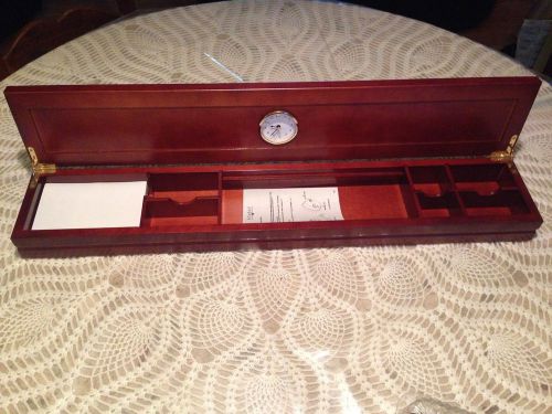 Bombay Learher/Cherry Wood Desk Box With Clock