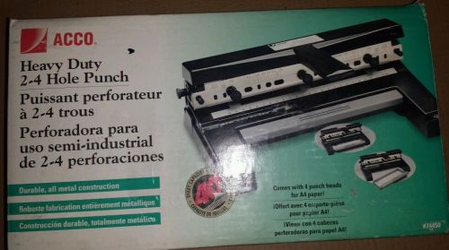 ACCO 74450 Heavy-Duty 2 or 4 Hole Punch, Adjustable,Hole Size, Black new