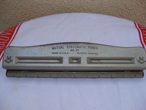 Vintage Industrial  Metal Mutual Spacematic Punch Paper Hole Punch