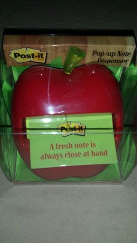 3m post-it red apple weighted pop-up note dispenser - 3&#034; x 3&#034; pad included (50) for sale