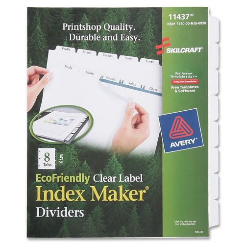 Skilcraft 8-tab Clear Label Index Maker Divider - Print-on - 8.50&#034; (nsn6006982)