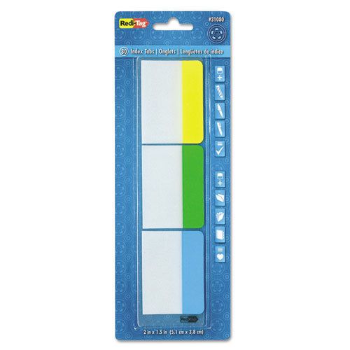 Write-on self-stick index tabs, 1 1/2 x 2, blue, green, yellow, 30/pack for sale