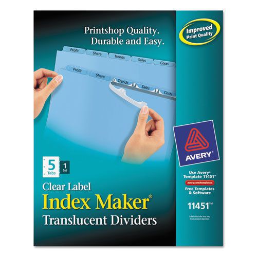 Index Maker Clear Label Punched Dividers, Blue 5-Tab, Letter