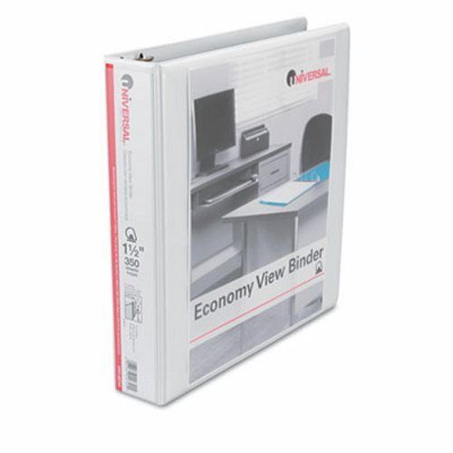 Universal economy d-ring vinyl view binder, 1-1/2&#034; capacity, white (unv20744) for sale