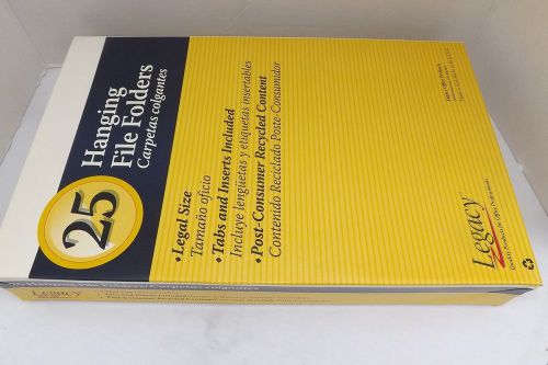 Case of 125 Legacy LOP10264 Yellow Hanging File Folders 1/5 Cut
