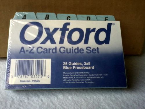 OXFORD Index Card Guide Set A-Z 3x5 Blue P3525 USA NIP Free Shipping