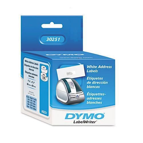 Dymo 30251 Address Labels, 1-1/8 x 3-1/2, White, 260/ Box  071701302519