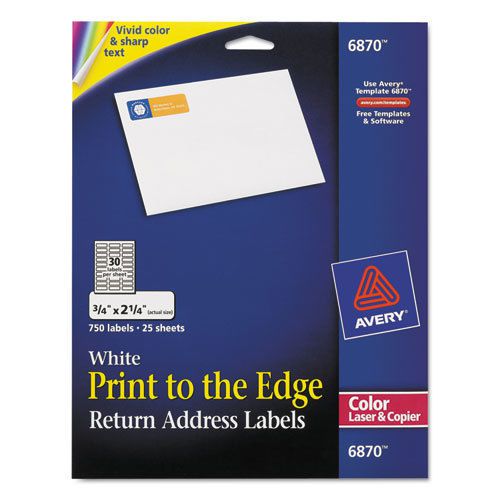 Return Address Labels for Color Laser &amp; Copier, 3/4 x 2-1/4, Matte White, 750/PK